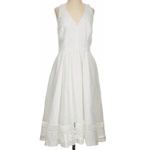 Eliza J White Eyelet Bow Back Fit & Flare Dress Cotton Sz 0 B318WR-685